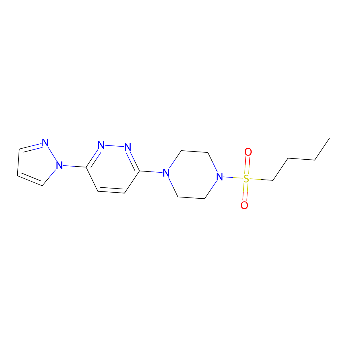 3-(4-(butylsulfonyl)piperazin-1-yl)-6-(1H-pyrazol-1-yl)pyridazine molecular structure, CAS 1019103-86-6
