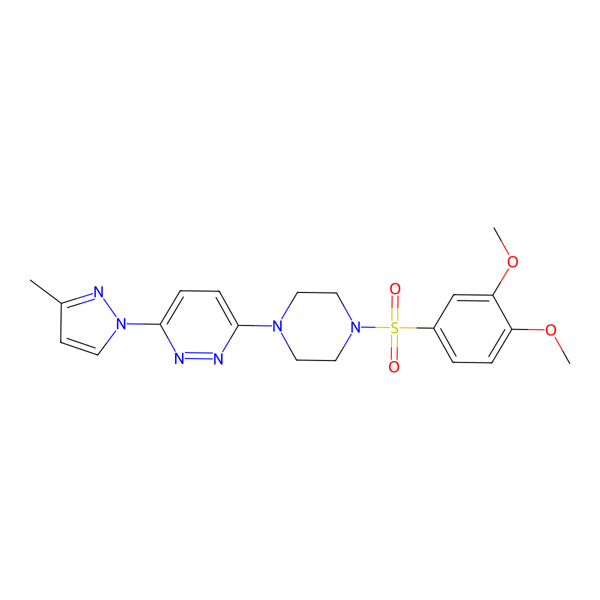 3-(4-((3,4-dimethoxyphenyl)sulfonyl)piperazin-1-yl)-6-(3-methyl-1H-pyrazol-1-yl)pyridazine molecular structure, CAS 1019103-88-8