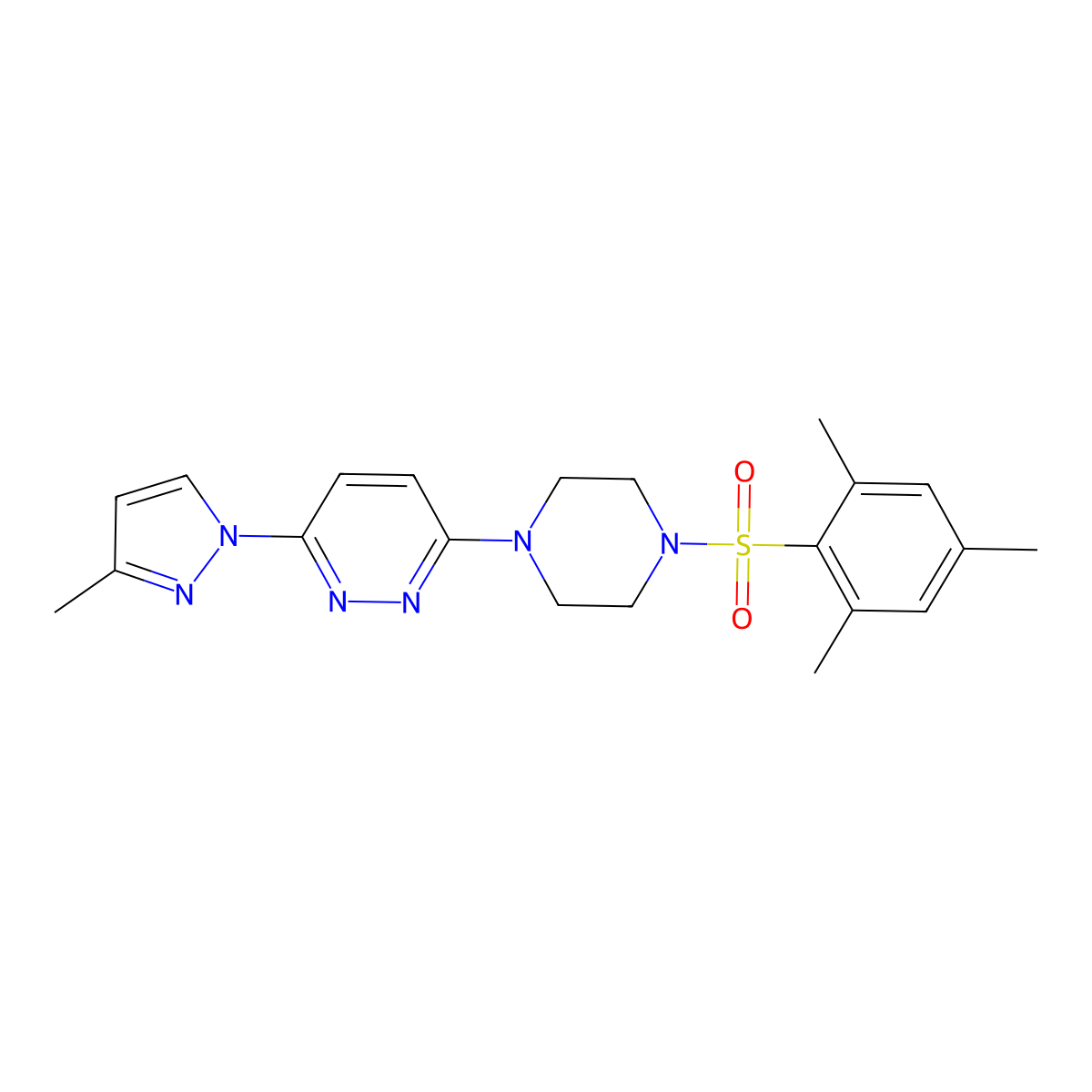 3-(3-methyl-1H-pyrazol-1-yl)-6-[4-(2,4,6-trimethylbenzenesulfonyl)piperazin-1-yl]pyridazine molecular structure, CAS 1019103-91-3