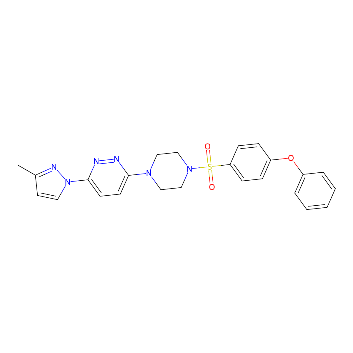 3-(3-methyl-1H-pyrazol-1-yl)-6-(4-((4-phenoxyphenyl)sulfonyl)piperazin-1-yl)pyridazine molecular structure, CAS 1019103-96-8