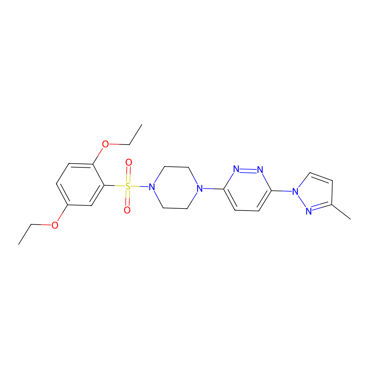 3-[4-(2,5-diethoxybenzenesulfonyl)piperazin-1-yl]-6-(3-methyl-1H-pyrazol-1-yl)pyridazine molecular structure, CAS 1019103-98-0