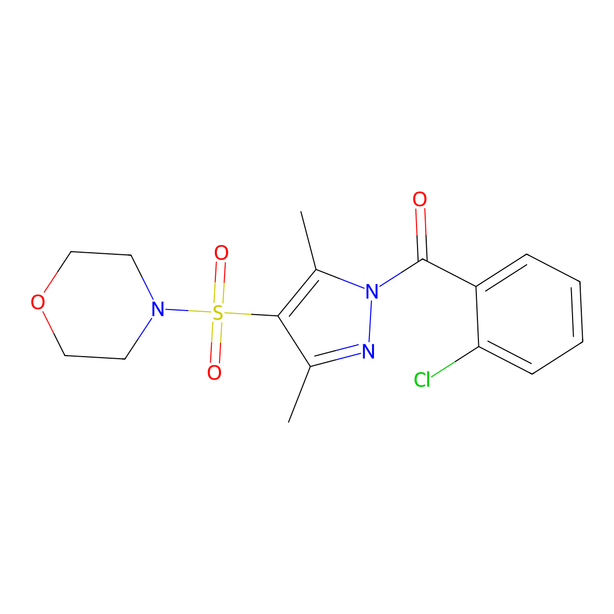 4-{[1-(2-chlorobenzoyl)-3,5-dimethyl-1H-pyrazol-4-yl]sulfonyl}morpholine molecular structure, CAS 1019104-00-7