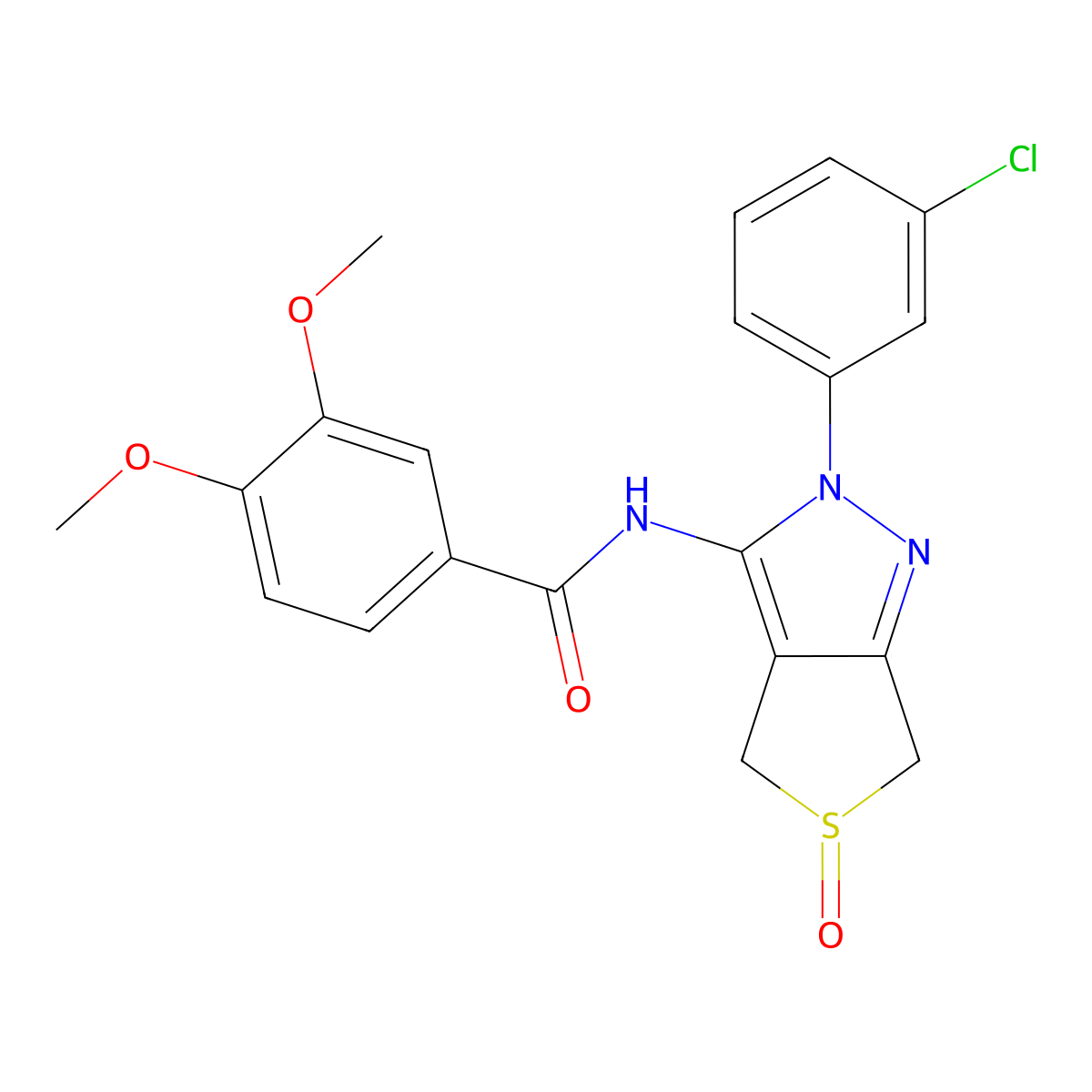 N-[2-(3-chlorophenyl)-5-oxo-4,6-dihydrothieno[3,4-c]pyrazol-3-yl]-3,4-dimethoxybenzamide molecular structure, CAS 1019104-01-8