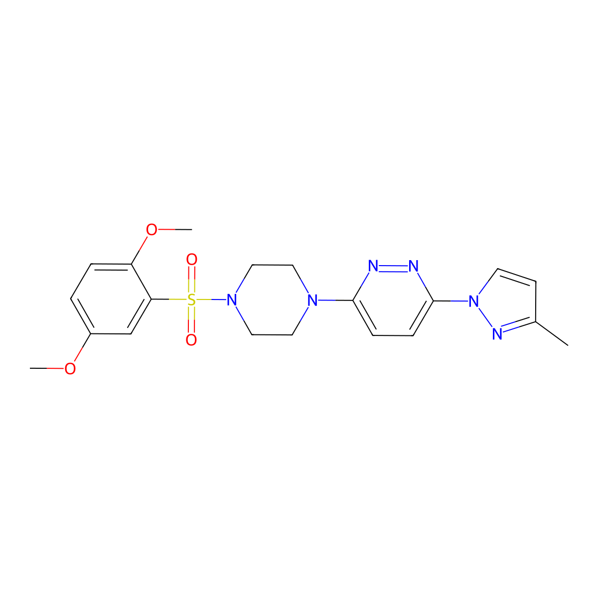 3-[4-(2,5-dimethoxybenzenesulfonyl)piperazin-1-yl]-6-(3-methyl-1H-pyrazol-1-yl)pyridazine molecular structure, CAS 1019104-04-1