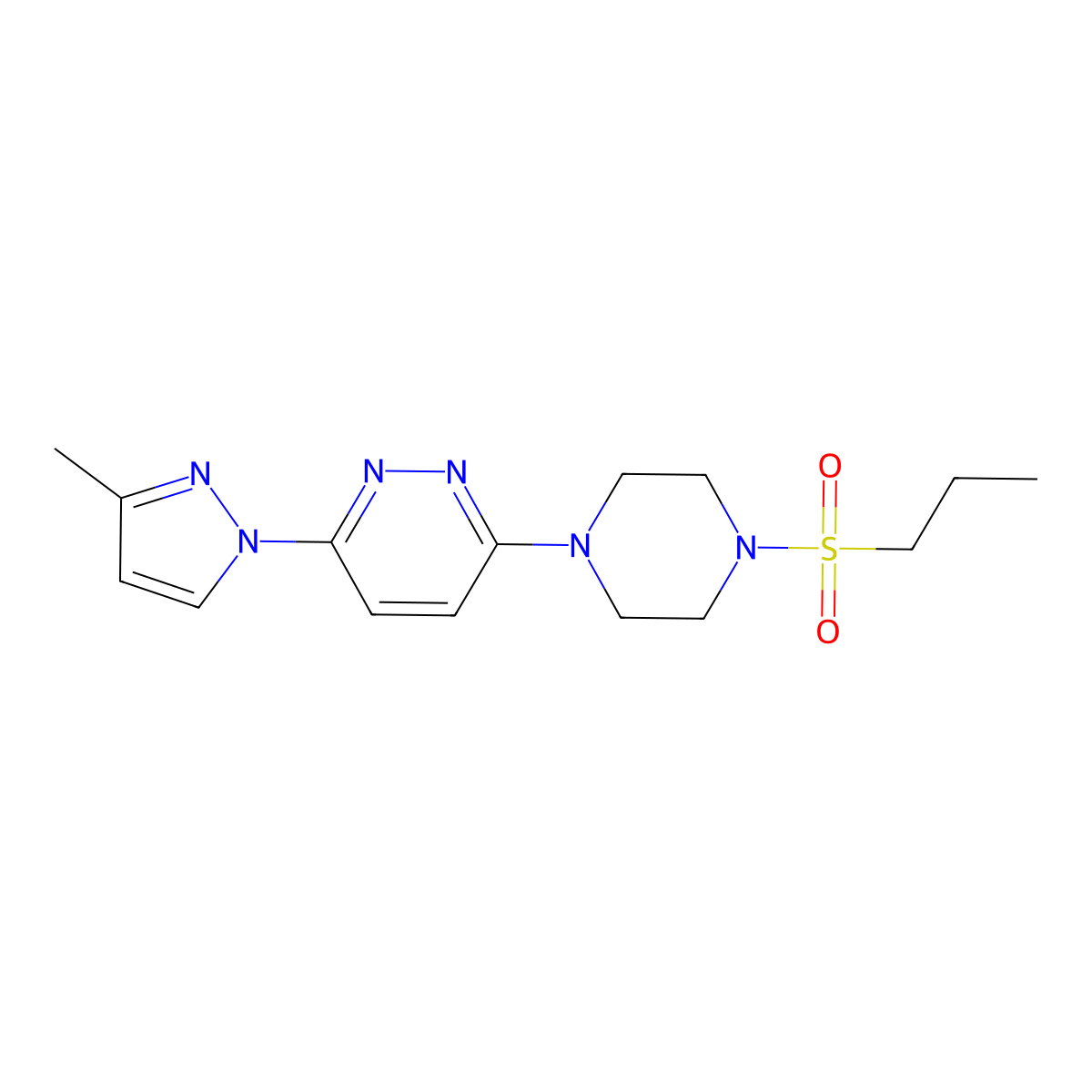 3-(3-methyl-1H-pyrazol-1-yl)-6-(4-(propylsulfonyl)piperazin-1-yl)pyridazine molecular structure, CAS 1019104-13-2