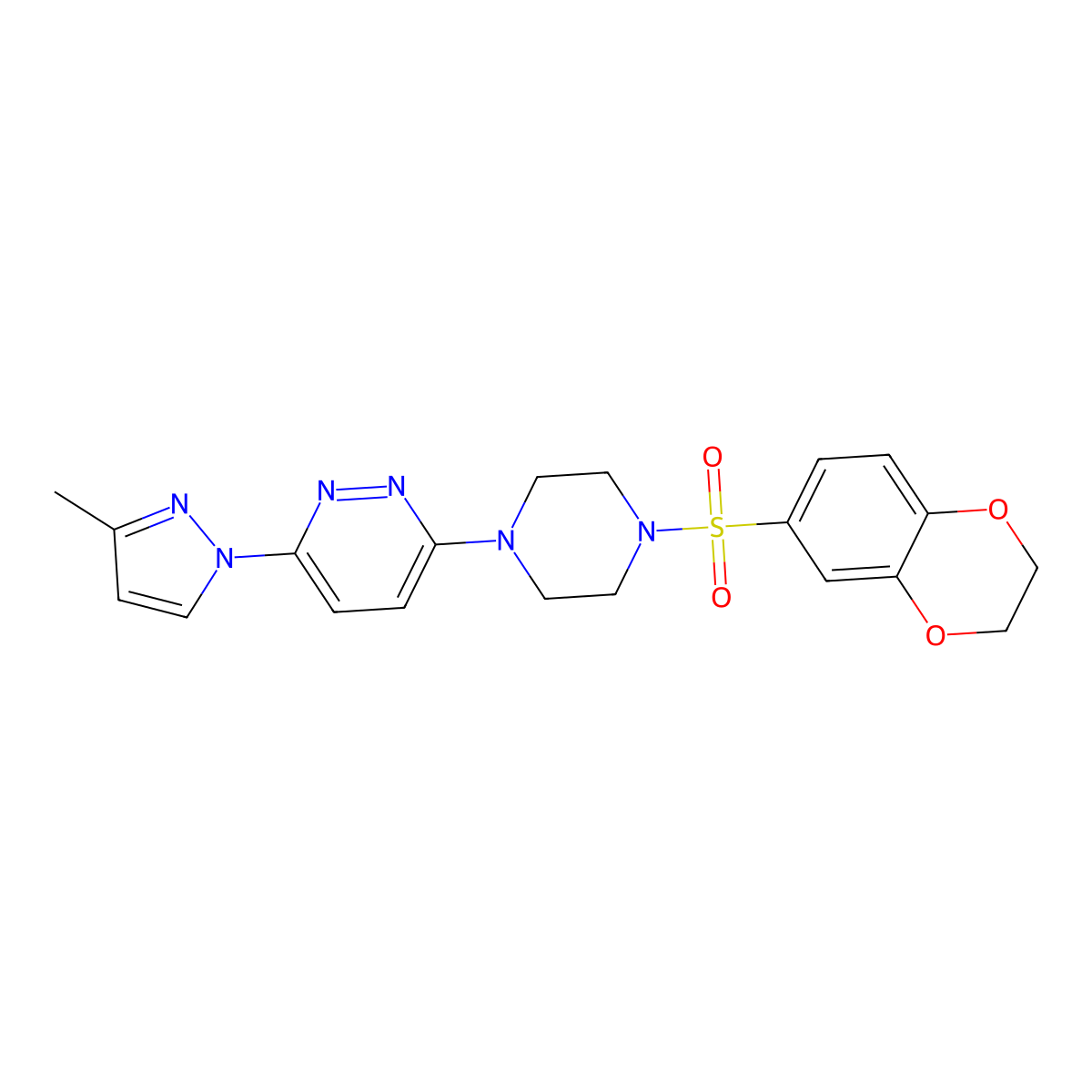 3-[4-(2,3-dihydro-1,4-benzodioxine-6-sulfonyl)piperazin-1-yl]-6-(3-methyl-1H-pyrazol-1-yl)pyridazine molecular structure, CAS 1019104-16-5