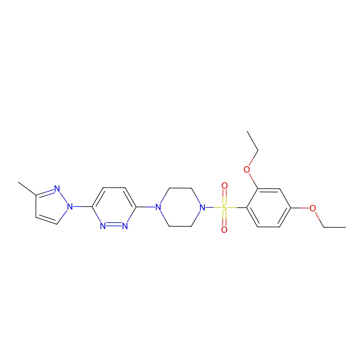 3-[4-(2,4-diethoxybenzenesulfonyl)piperazin-1-yl]-6-(3-methyl-1H-pyrazol-1-yl)pyridazine molecular structure, CAS 1019104-19-8
