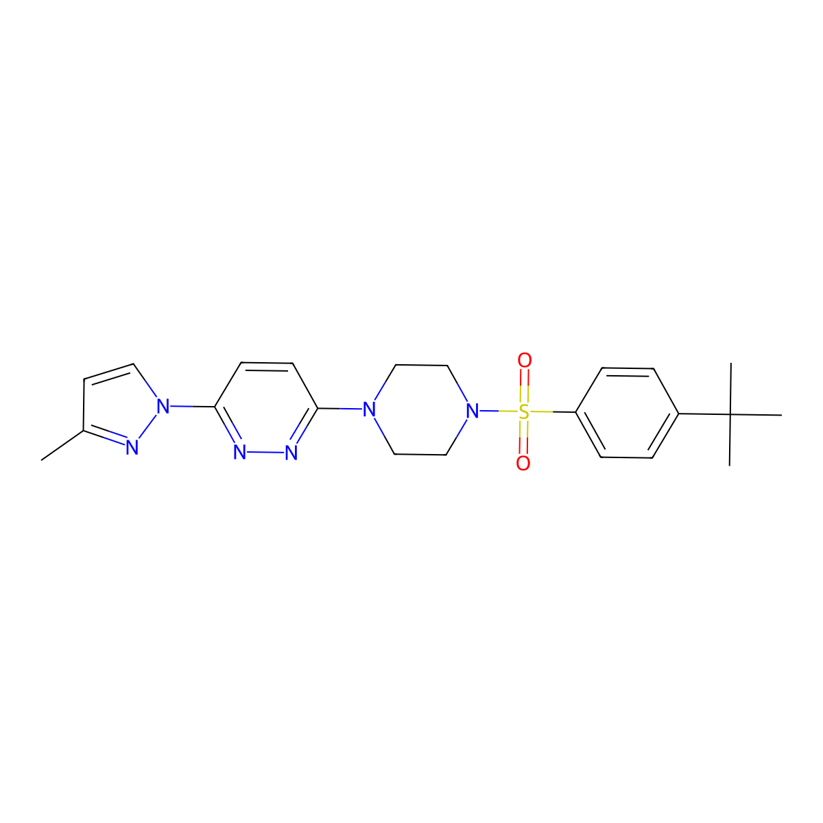 3-(4-((4-(tert-butyl)phenyl)sulfonyl)piperazin-1-yl)-6-(3-methyl-1H-pyrazol-1-yl)pyridazine molecular structure, CAS 1019104-22-3