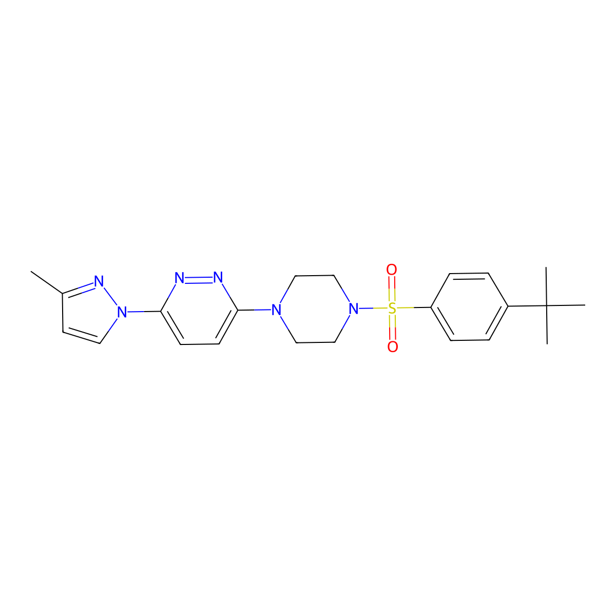 3-(4-((4-(tert-butyl)phenyl)sulfonyl)piperazin-1-yl)-6-(3-methyl-1H-pyrazol-1-yl)pyridazine molecular structure, CAS 1019104-22-3
