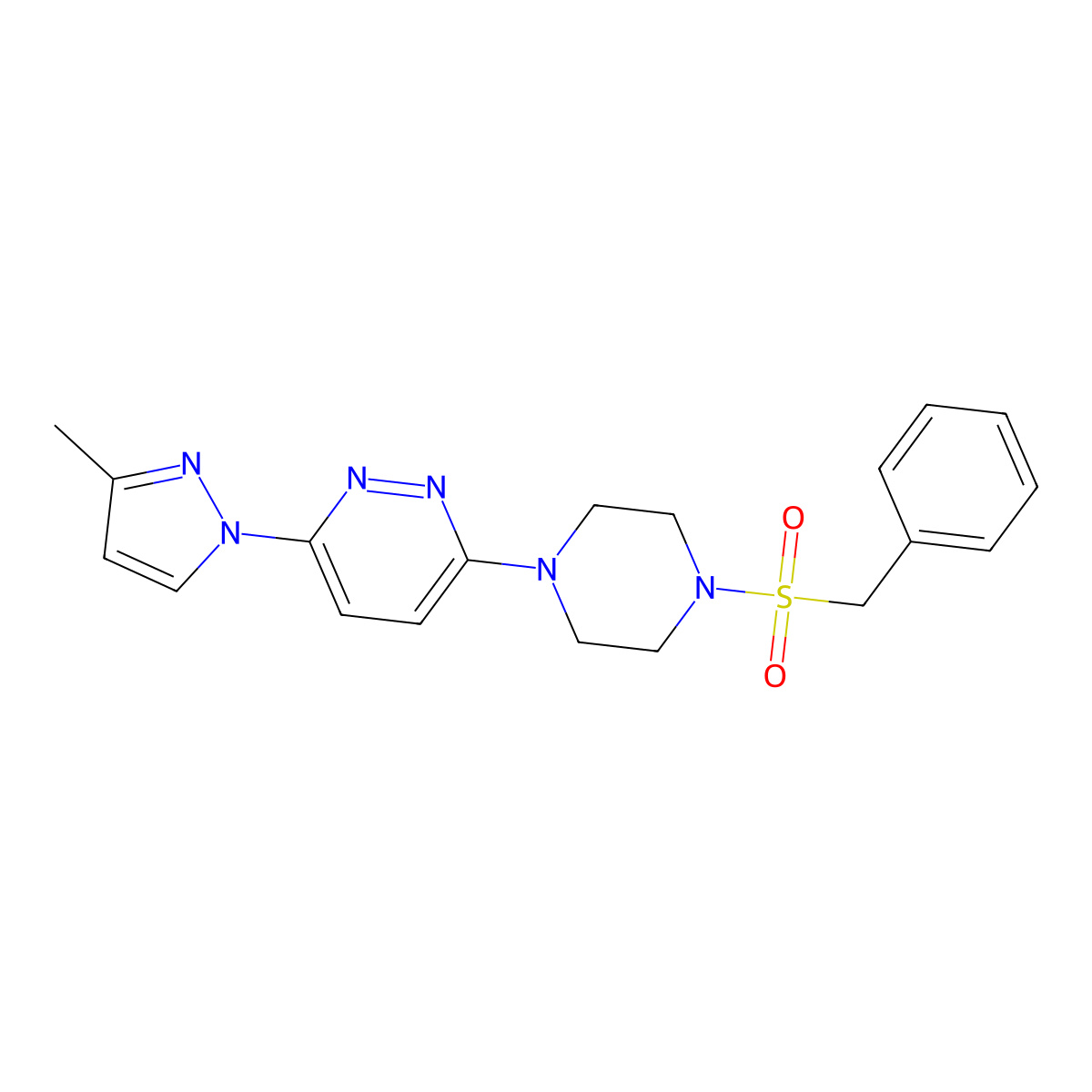 3-(4-(benzylsulfonyl)piperazin-1-yl)-6-(3-methyl-1H-pyrazol-1-yl)pyridazine molecular structure, CAS 1019104-24-5