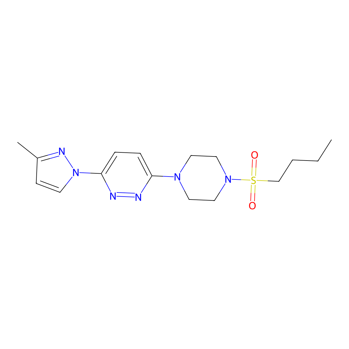 3-[4-(butane-1-sulfonyl)piperazin-1-yl]-6-(3-methyl-1H-pyrazol-1-yl)pyridazine molecular structure, CAS 1019104-27-8