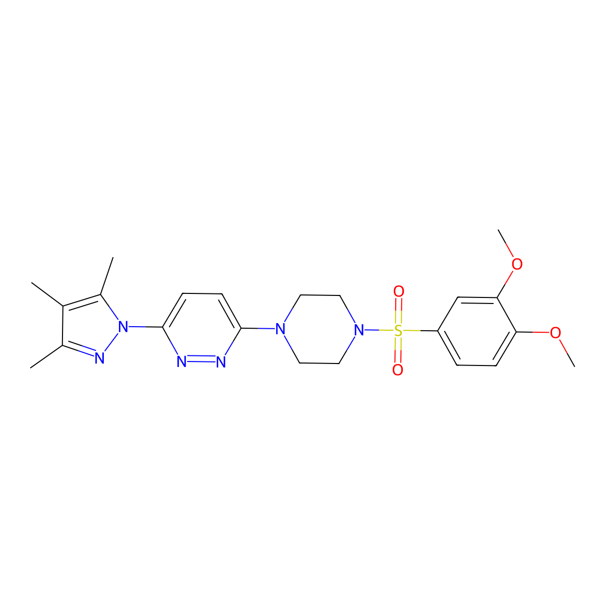 3-[4-(3,4-dimethoxybenzenesulfonyl)piperazin-1-yl]-6-(3,4,5-trimethyl-1H-pyrazol-1-yl)pyridazine molecular structure, CAS 1019104-36-9