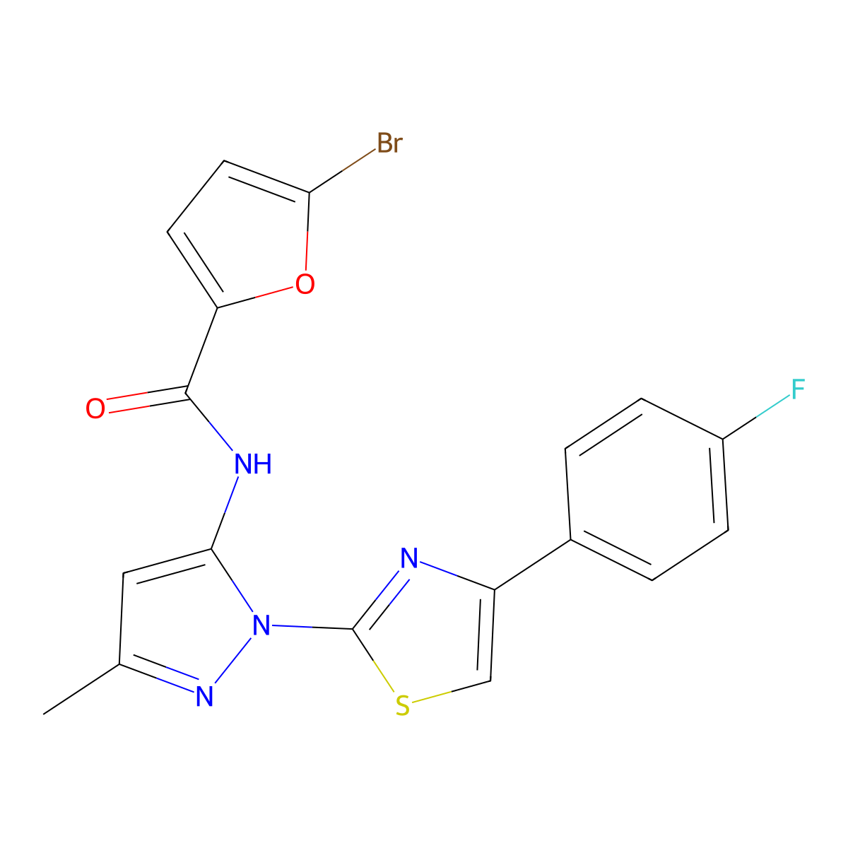 5-bromo-N-(1-(4-(4-fluorophenyl)thiazol-2-yl)-3-methyl-1H-pyrazol-5-yl)furan-2-carboxamide molecular structure, CAS 1019104-40-5