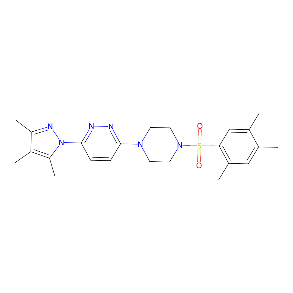 3-(3,4,5-trimethyl-1H-pyrazol-1-yl)-6-(4-((2,4,5-trimethylphenyl)sulfonyl)piperazin-1-yl)pyridazine molecular structure, CAS 1019104-42-7
