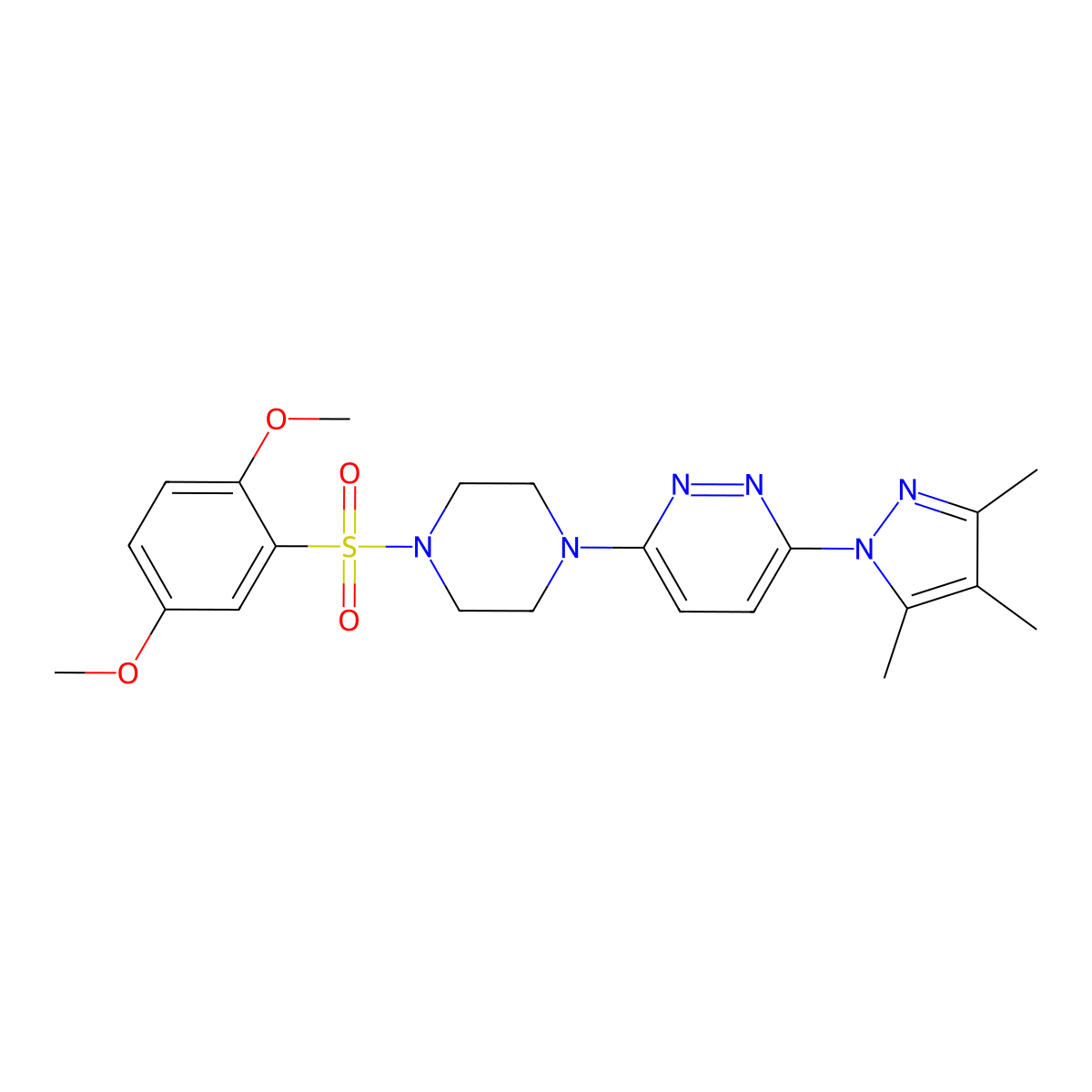 3-[4-(2,5-dimethoxybenzenesulfonyl)piperazin-1-yl]-6-(3,4,5-trimethyl-1H-pyrazol-1-yl)pyridazine molecular structure, CAS 1019104-47-2