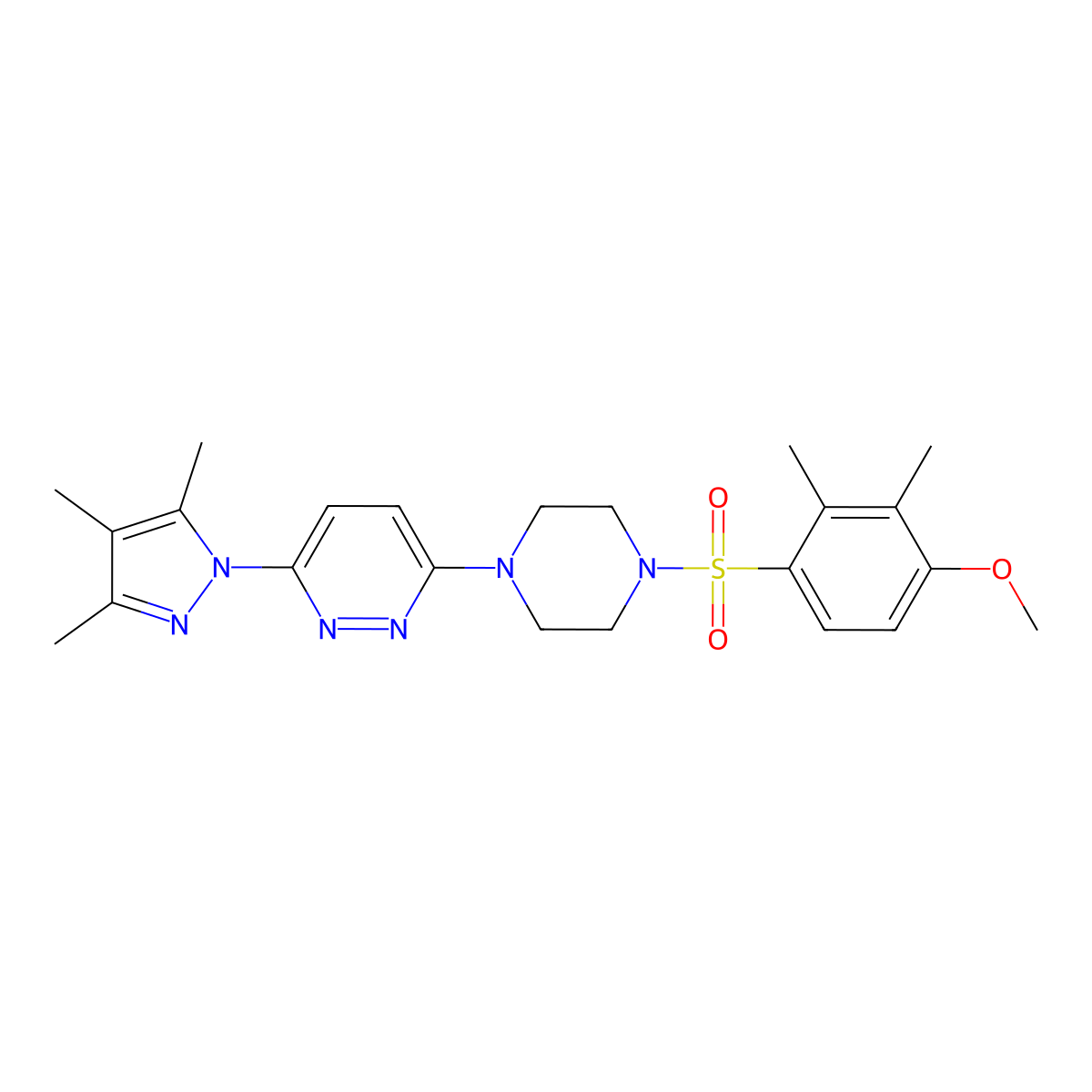 3-[4-(4-methoxy-2,3-dimethylbenzenesulfonyl)piperazin-1-yl]-6-(3,4,5-trimethyl-1H-pyrazol-1-yl)pyridazine molecular structure, CAS 1019104-59-6