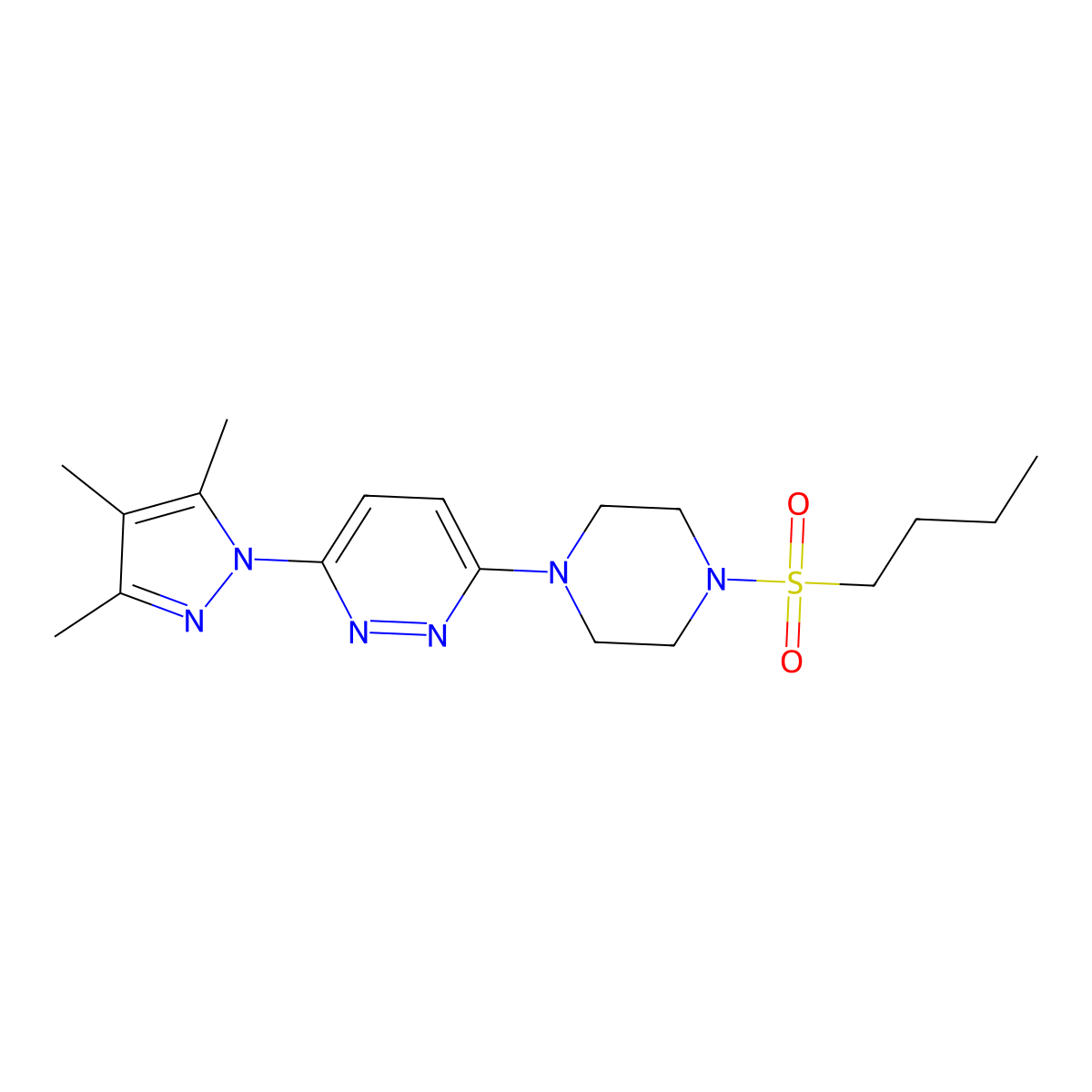 3-(4-(butylsulfonyl)piperazin-1-yl)-6-(3,4,5-trimethyl-1H-pyrazol-1-yl)pyridazine molecular structure, CAS 1019104-67-6