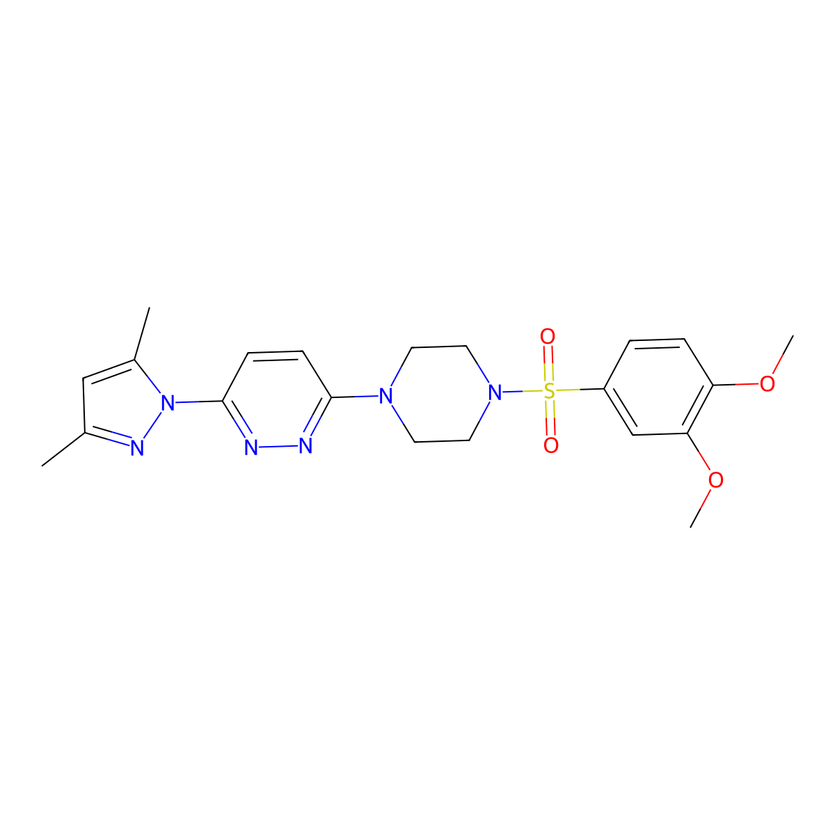 3-[4-(3,4-dimethoxybenzenesulfonyl)piperazin-1-yl]-6-(3,5-dimethyl-1H-pyrazol-1-yl)pyridazine molecular structure, CAS 1019104-73-4