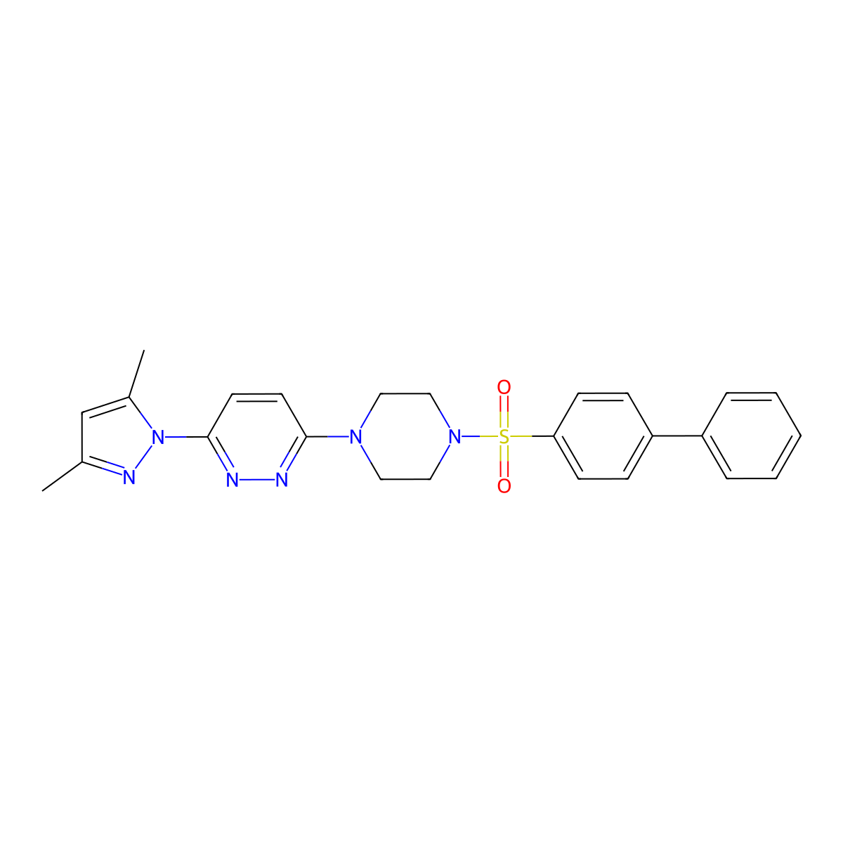 3-(4-([1,1'-biphenyl]-4-ylsulfonyl)piperazin-1-yl)-6-(3,5-dimethyl-1H-pyrazol-1-yl)pyridazine molecular structure, CAS 1019104-82-5