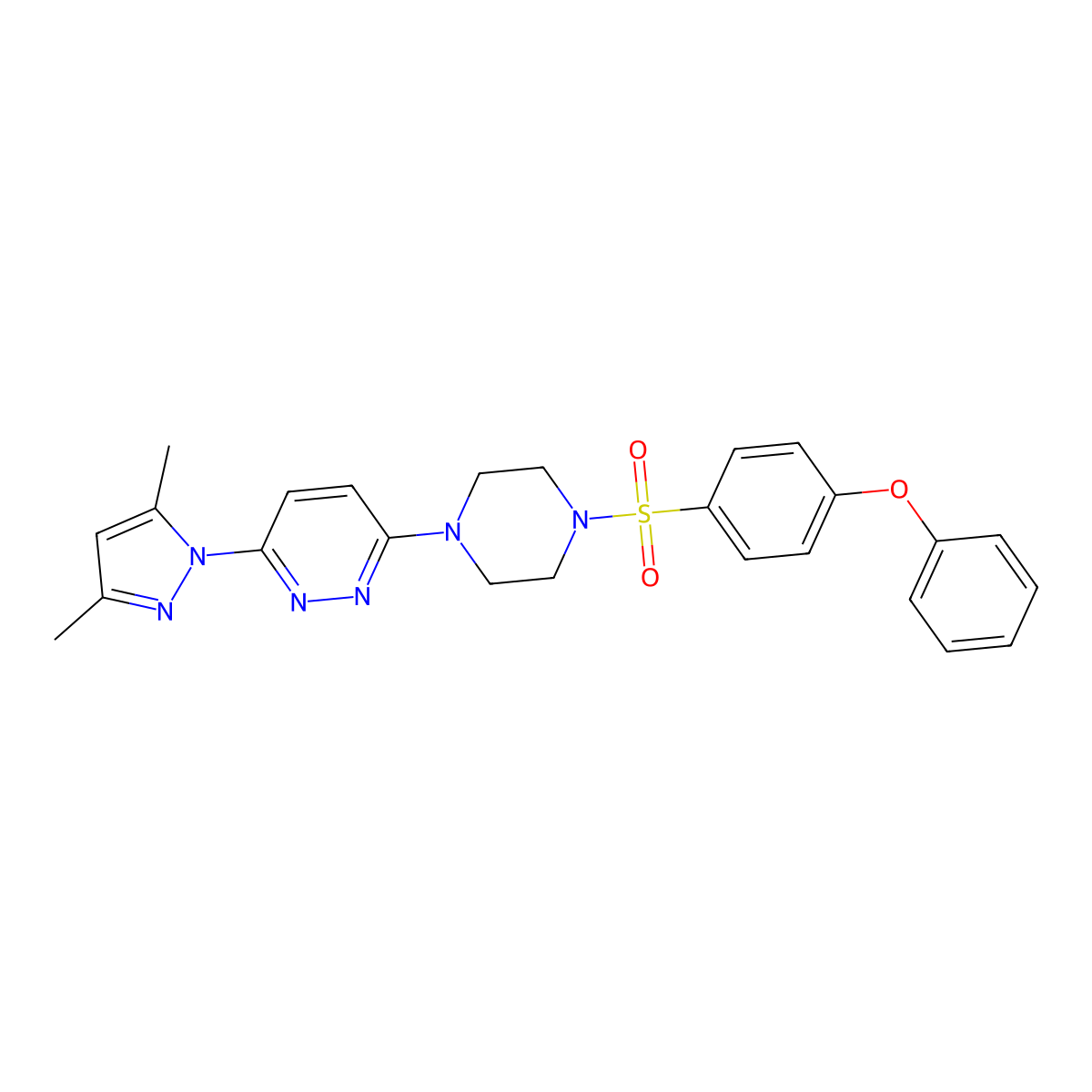 3-(3,5-dimethyl-1H-pyrazol-1-yl)-6-(4-((4-phenoxyphenyl)sulfonyl)piperazin-1-yl)pyridazine molecular structure, CAS 1019104-85-8