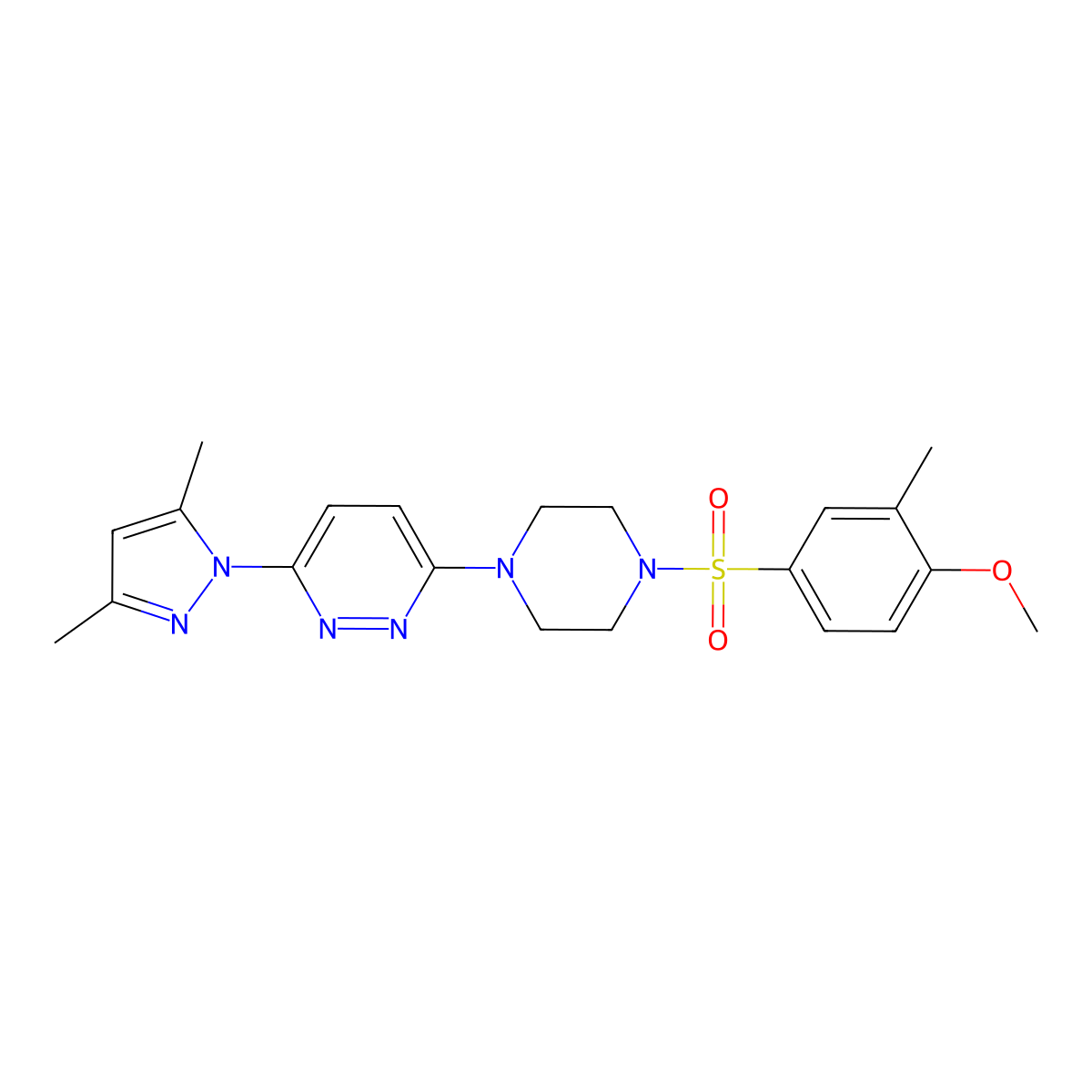 3-(3,5-dimethyl-1H-pyrazol-1-yl)-6-(4-((4-methoxy-3-methylphenyl)sulfonyl)piperazin-1-yl)pyridazine molecular structure, CAS 1019104-88-1