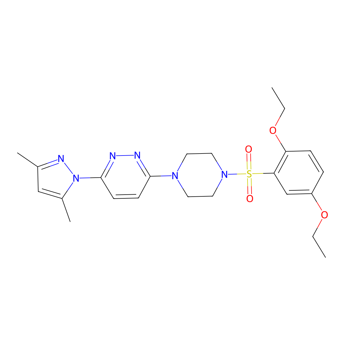 3-(4-((2,5-diethoxyphenyl)sulfonyl)piperazin-1-yl)-6-(3,5-dimethyl-1H-pyrazol-1-yl)pyridazine molecular structure, CAS 1019104-90-5