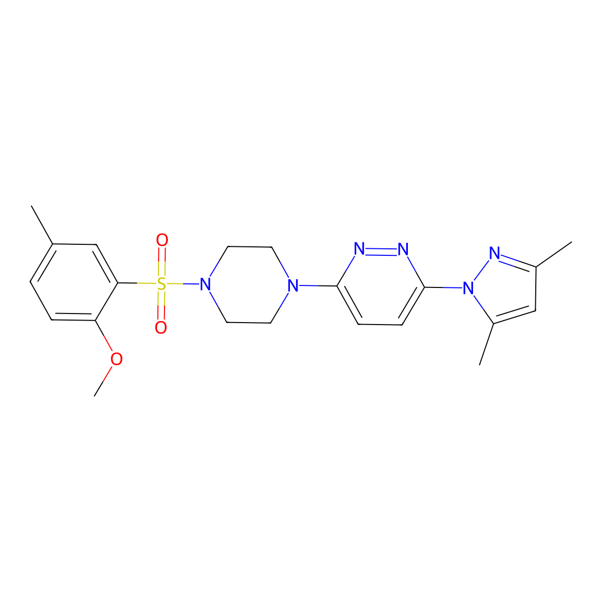 3-(3,5-dimethyl-1H-pyrazol-1-yl)-6-[4-(2-methoxy-5-methylbenzenesulfonyl)piperazin-1-yl]pyridazine molecular structure, CAS 1019104-93-8
