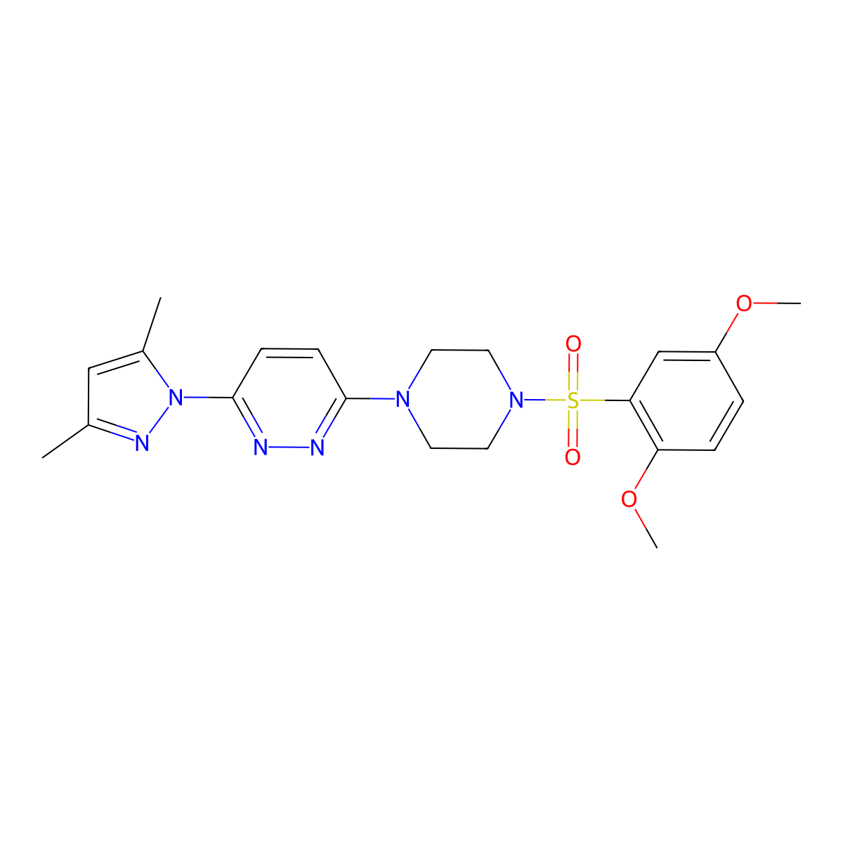 3-[4-(2,5-dimethoxybenzenesulfonyl)piperazin-1-yl]-6-(3,5-dimethyl-1H-pyrazol-1-yl)pyridazine molecular structure, CAS 1019104-95-0