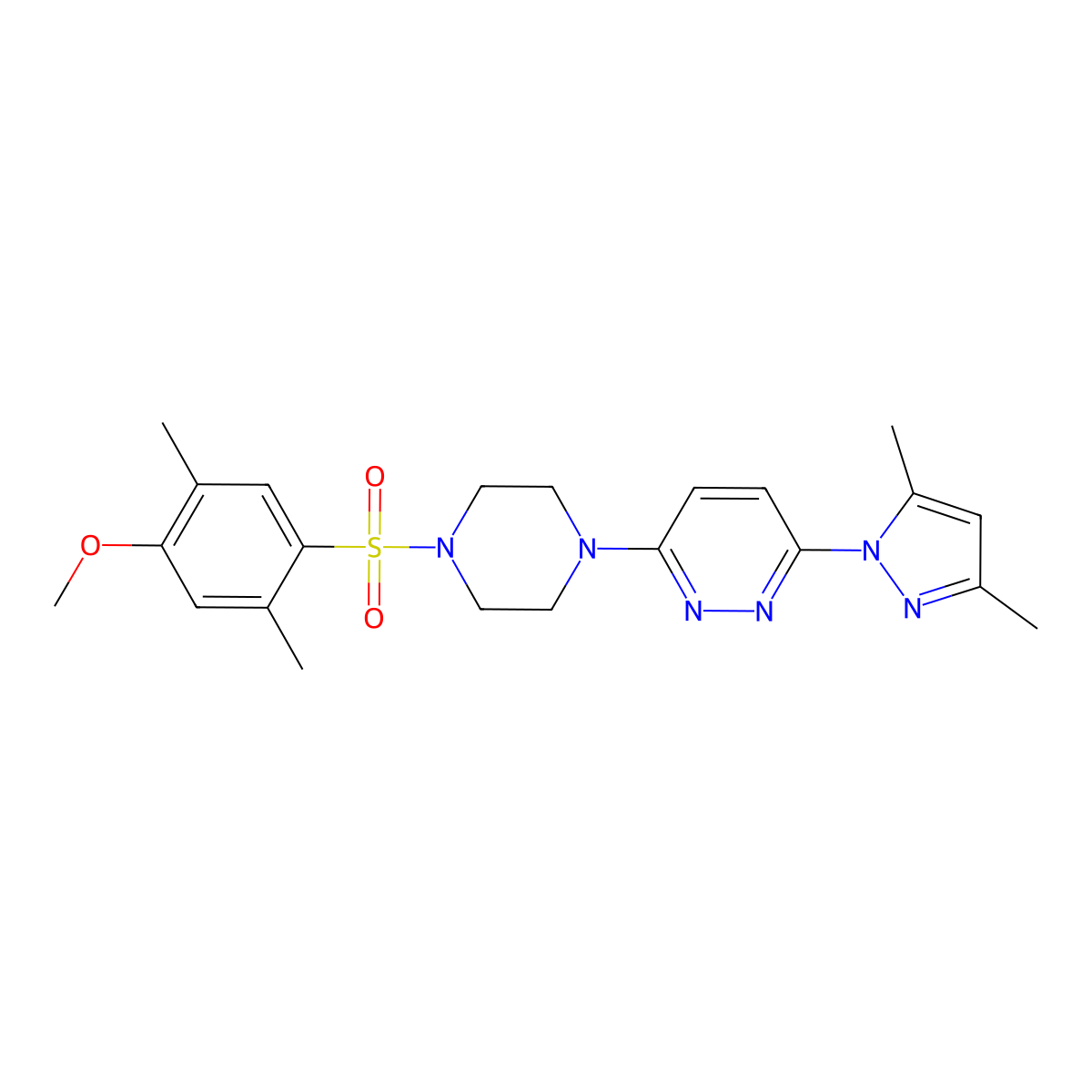 3-(3,5-dimethyl-1H-pyrazol-1-yl)-6-(4-((4-methoxy-2,5-dimethylphenyl)sulfonyl)piperazin-1-yl)pyridazine molecular structure, CAS 1019104-98-3