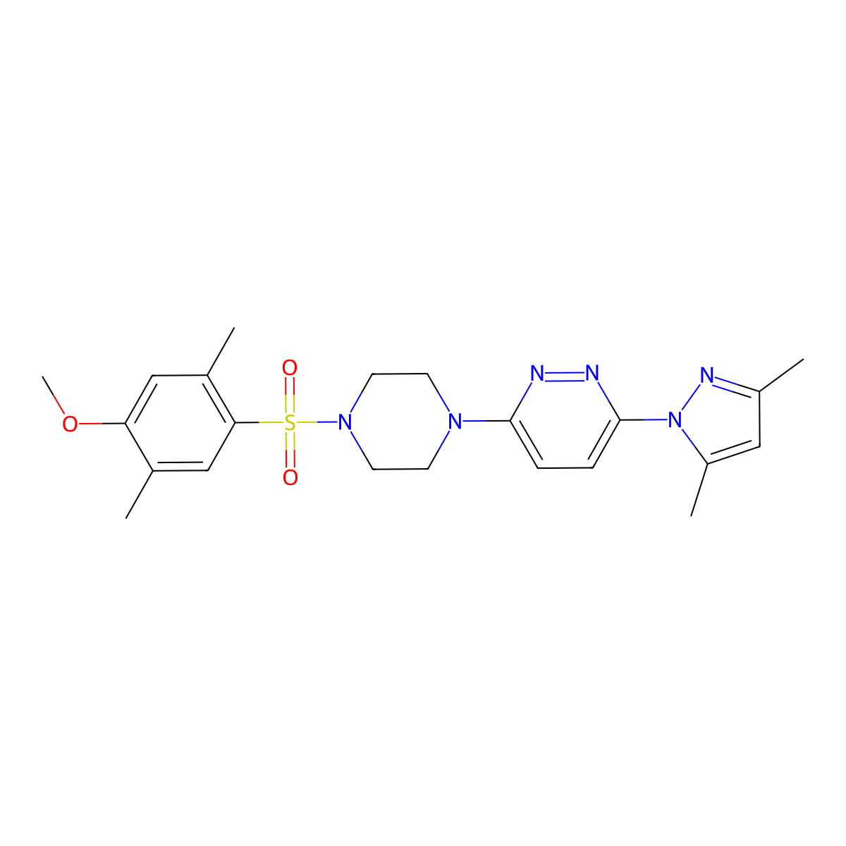 3-(3,5-dimethyl-1H-pyrazol-1-yl)-6-(4-((4-methoxy-2,5-dimethylphenyl)sulfonyl)piperazin-1-yl)pyridazine molecular structure, CAS 1019104-98-3