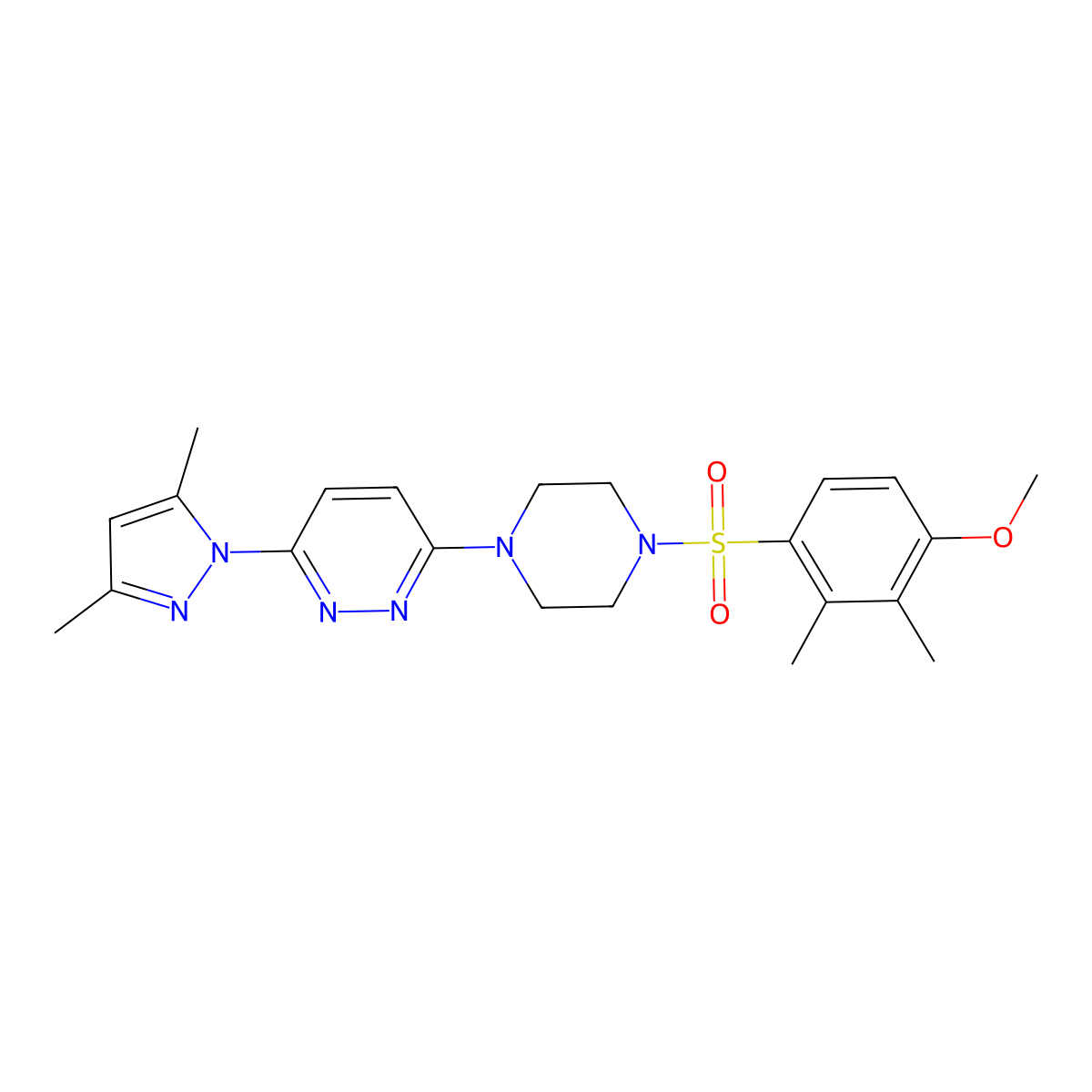 3-(3,5-dimethyl-1H-pyrazol-1-yl)-6-(4-((4-methoxy-2,3-dimethylphenyl)sulfonyl)piperazin-1-yl)pyridazine molecular structure, CAS 1019105-04-4