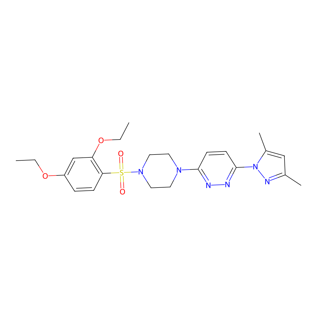 3-(4-((2,4-diethoxyphenyl)sulfonyl)piperazin-1-yl)-6-(3,5-dimethyl-1H-pyrazol-1-yl)pyridazine molecular structure, CAS 1019105-05-5