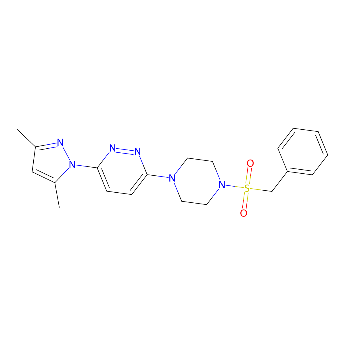 3-(4-(benzylsulfonyl)piperazin-1-yl)-6-(3,5-dimethyl-1H-pyrazol-1-yl)pyridazine molecular structure, CAS 1019105-07-7