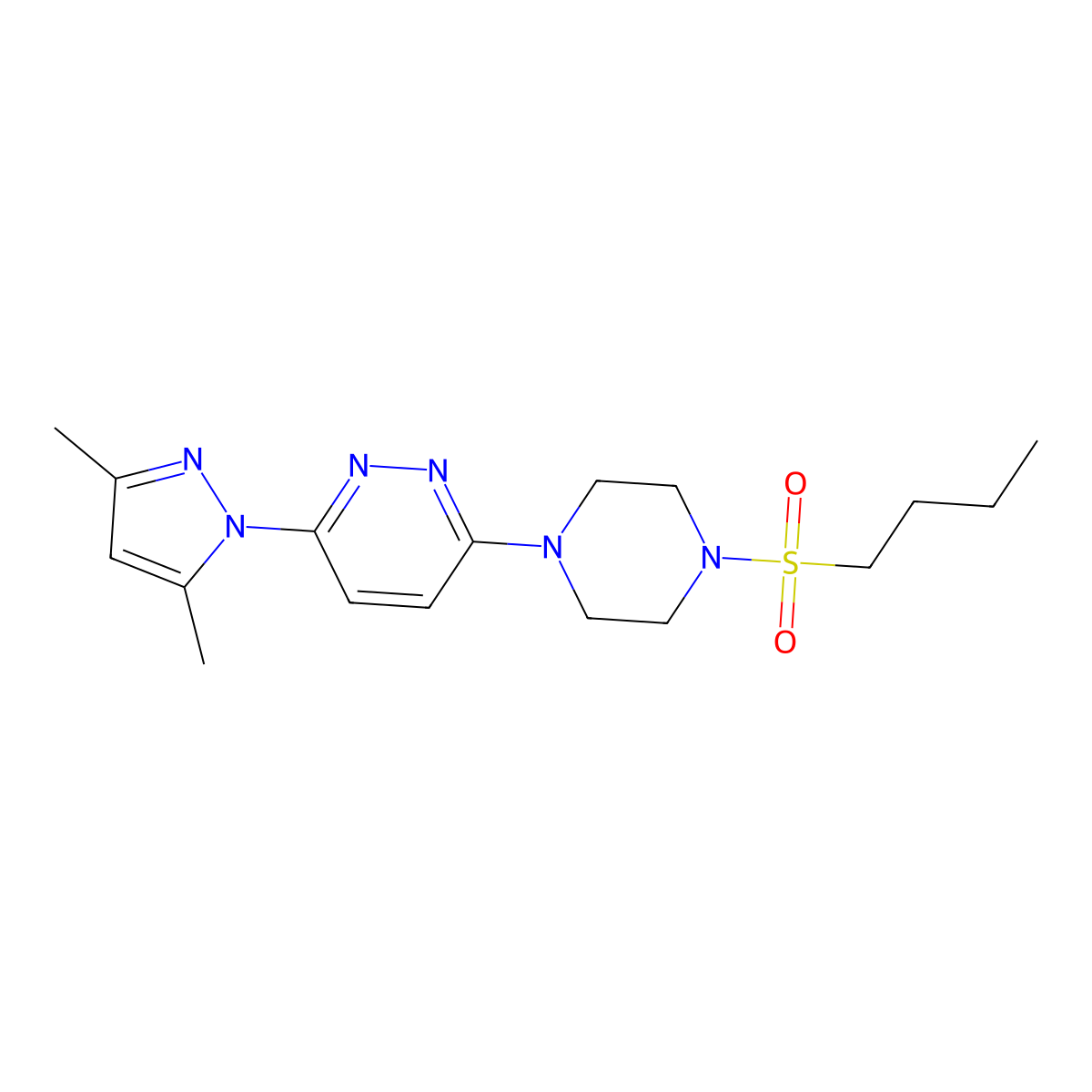 3-(4-(butylsulfonyl)piperazin-1-yl)-6-(3,5-dimethyl-1H-pyrazol-1-yl)pyridazine molecular structure, CAS 1019105-08-8