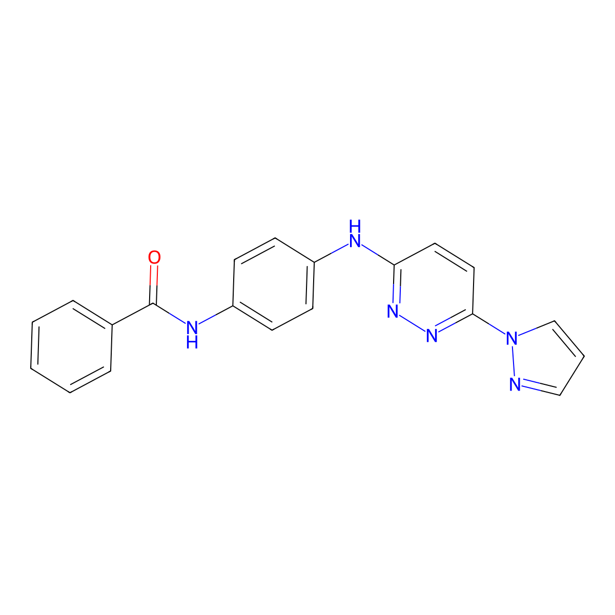 N-(4-{[6-(1H-pyrazol-1-yl)pyridazin-3-yl]amino}phenyl)benzamide molecular structure, CAS 1019105-12-4