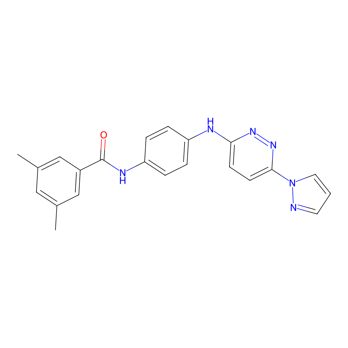 3,5-dimethyl-N-(4-{[6-(1H-pyrazol-1-yl)pyridazin-3-yl]amino}phenyl)benzamide molecular structure, CAS 1019105-15-7