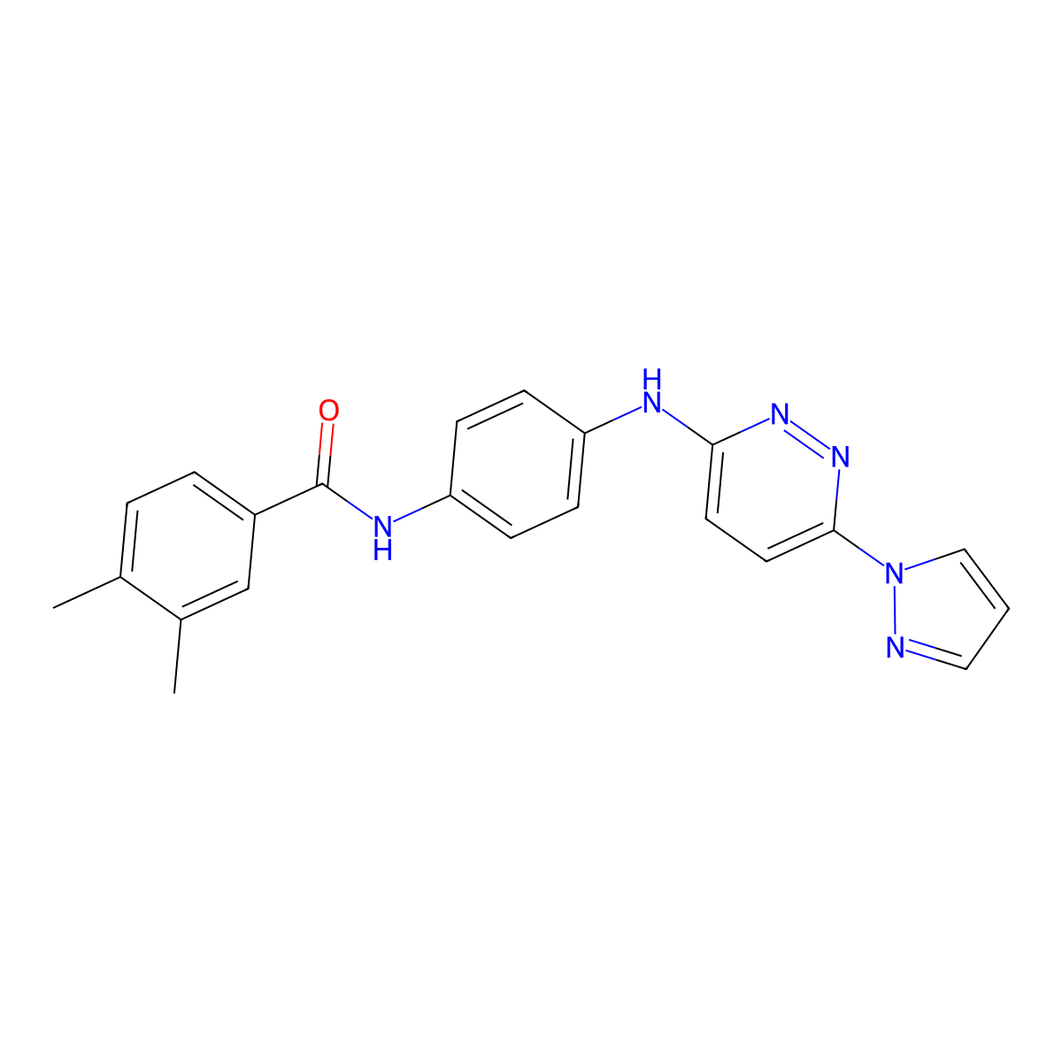 3,4-dimethyl-N-(4-{[6-(1H-pyrazol-1-yl)pyridazin-3-yl]amino}phenyl)benzamide molecular structure, CAS 1019105-16-8