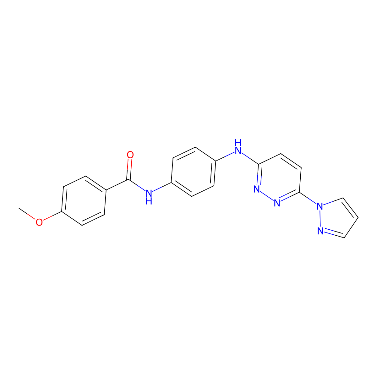4-methoxy-N-(4-{[6-(1H-pyrazol-1-yl)pyridazin-3-yl]amino}phenyl)benzamide molecular structure, CAS 1019105-19-1