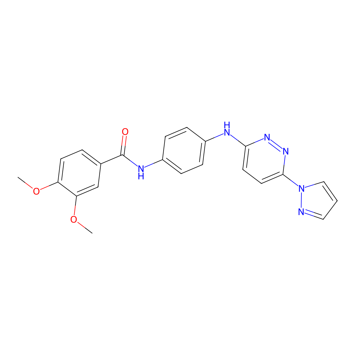 3,4-dimethoxy-N-(4-{[6-(1H-pyrazol-1-yl)pyridazin-3-yl]amino}phenyl)benzamide molecular structure, CAS 1019105-21-5