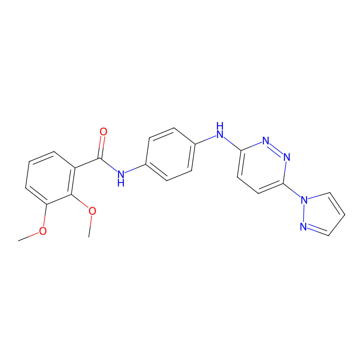 2,3-dimethoxy-N-(4-{[6-(1H-pyrazol-1-yl)pyridazin-3-yl]amino}phenyl)benzamide molecular structure, CAS 1019105-22-6