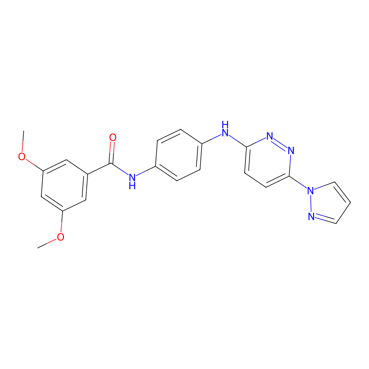 3,5-dimethoxy-N-(4-{[6-(1H-pyrazol-1-yl)pyridazin-3-yl]amino}phenyl)benzamide molecular structure, CAS 1019105-23-7