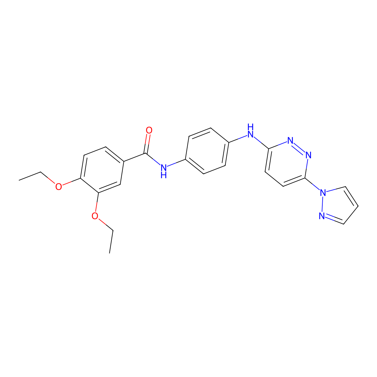 3,4-diethoxy-N-(4-{[6-(1H-pyrazol-1-yl)pyridazin-3-yl]amino}phenyl)benzamide molecular structure, CAS 1019105-24-8