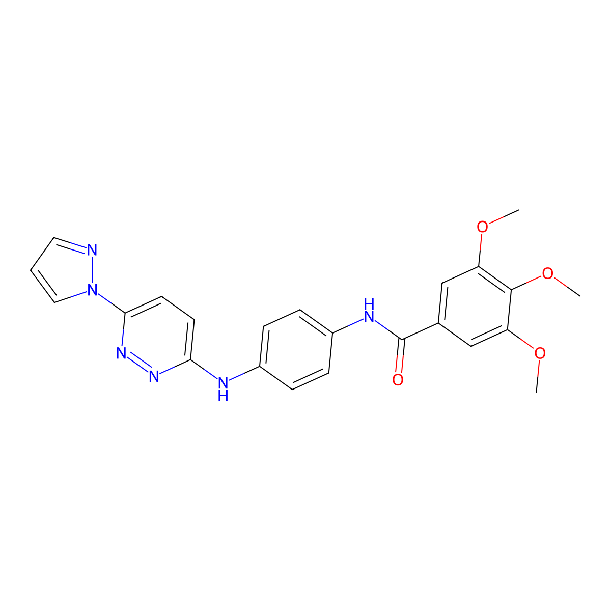 3,4,5-trimethoxy-N-(4-{[6-(1H-pyrazol-1-yl)pyridazin-3-yl]amino}phenyl)benzamide molecular structure, CAS 1019105-25-9