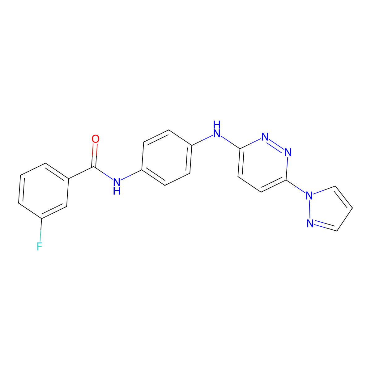 3-fluoro-N-(4-{[6-(1H-pyrazol-1-yl)pyridazin-3-yl]amino}phenyl)benzamide molecular structure, CAS 1019105-27-1