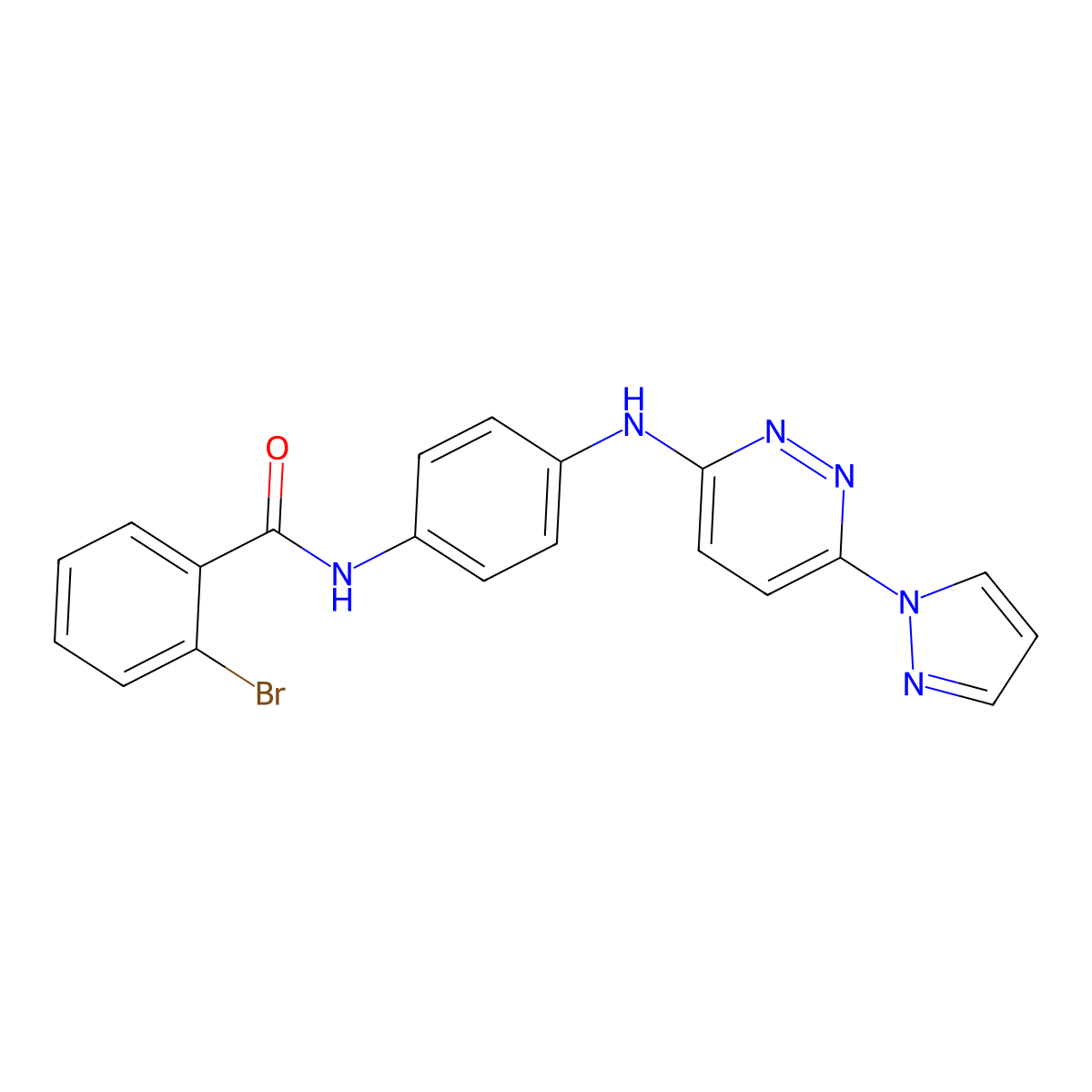 N-(4-((6-(1H-pyrazol-1-yl)pyridazin-3-yl)amino)phenyl)-2-bromobenzamide molecular structure, CAS 1019105-33-9