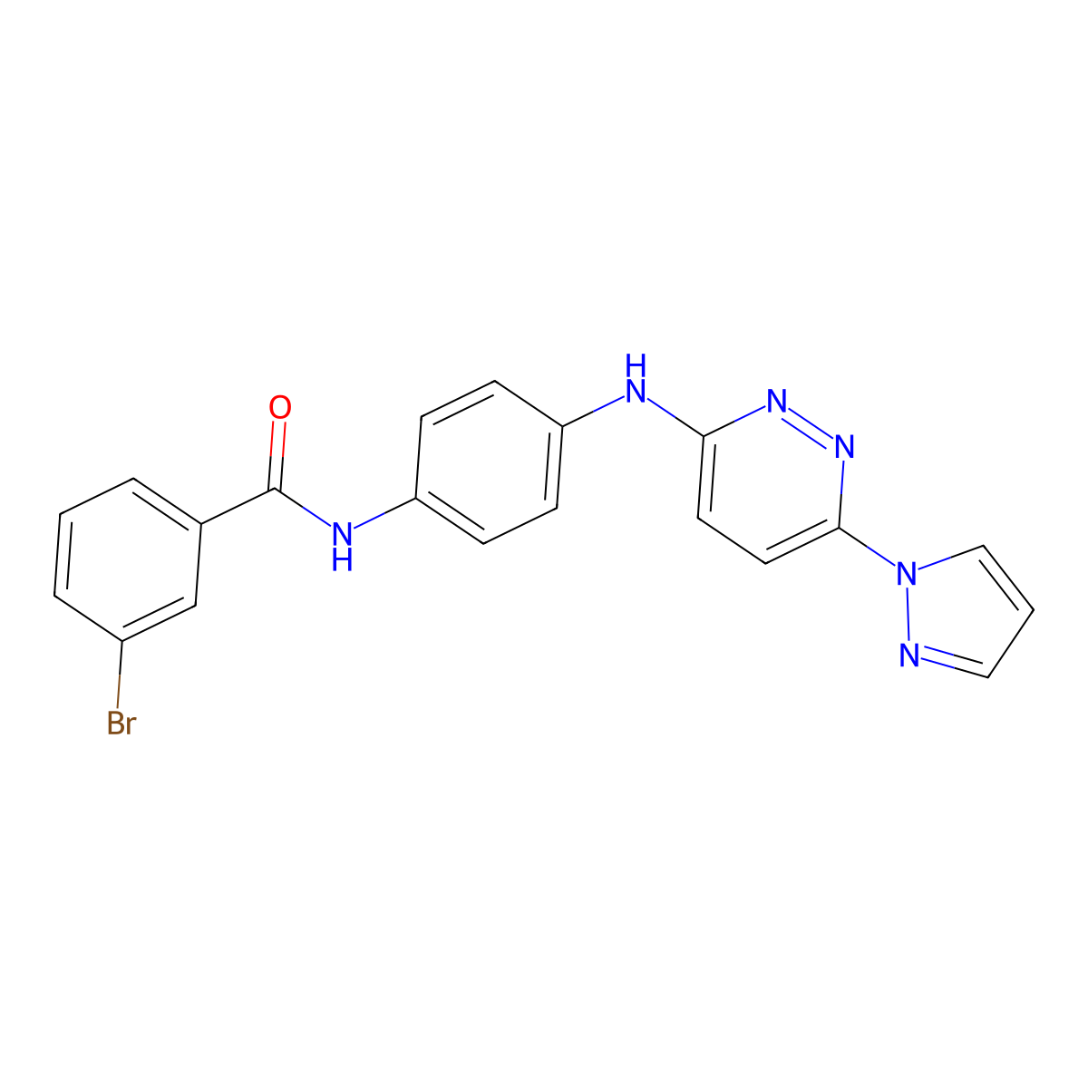 3-bromo-N-(4-{[6-(1H-pyrazol-1-yl)pyridazin-3-yl]amino}phenyl)benzamide molecular structure, CAS 1019105-34-0