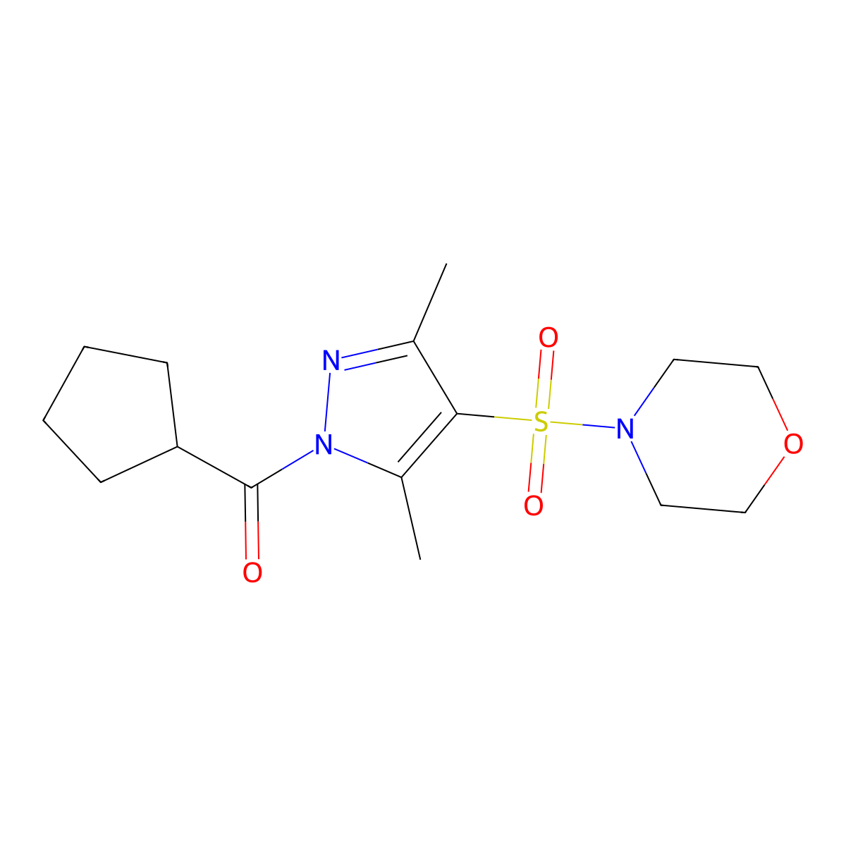 3,5-Dimethyl-4-(morpholin-4-ylsulfonyl)pyrazolyl cyclopentyl ketone molecular structure, CAS 1019105-35-1