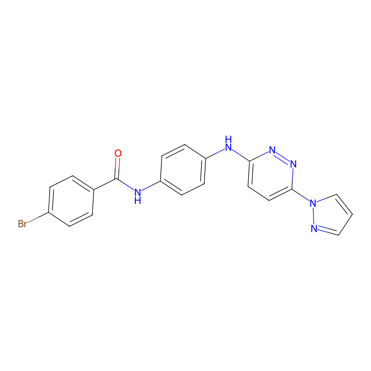 4-bromo-N-(4-{[6-(1H-pyrazol-1-yl)pyridazin-3-yl]amino}phenyl)benzamide molecular structure, CAS 1019105-36-2