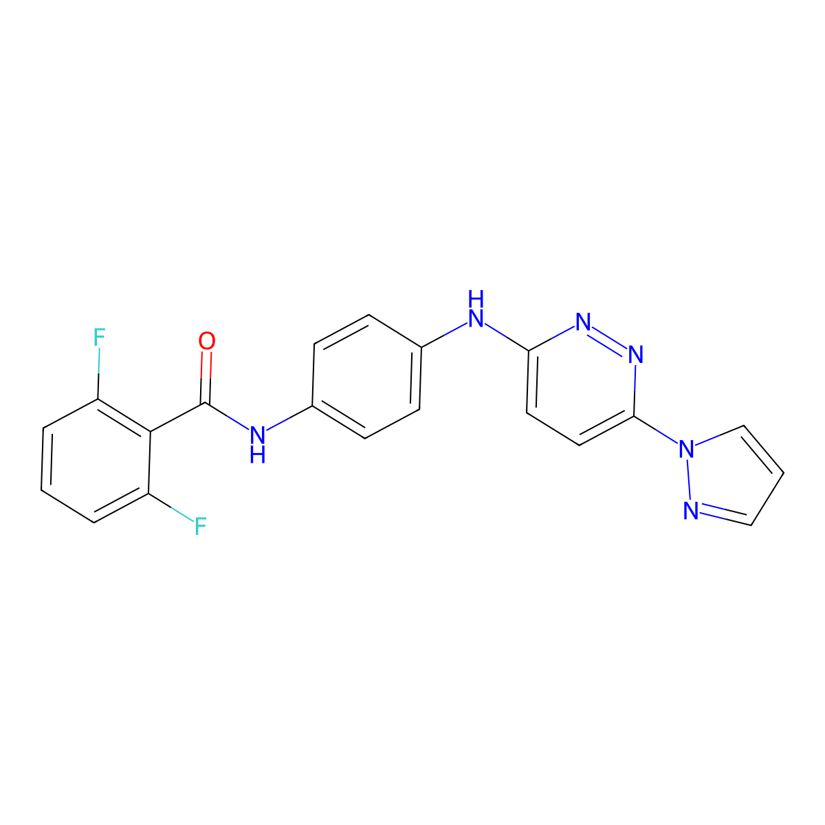 2,6-difluoro-N-(4-{[6-(1H-pyrazol-1-yl)pyridazin-3-yl]amino}phenyl)benzamide molecular structure, CAS 1019105-38-4