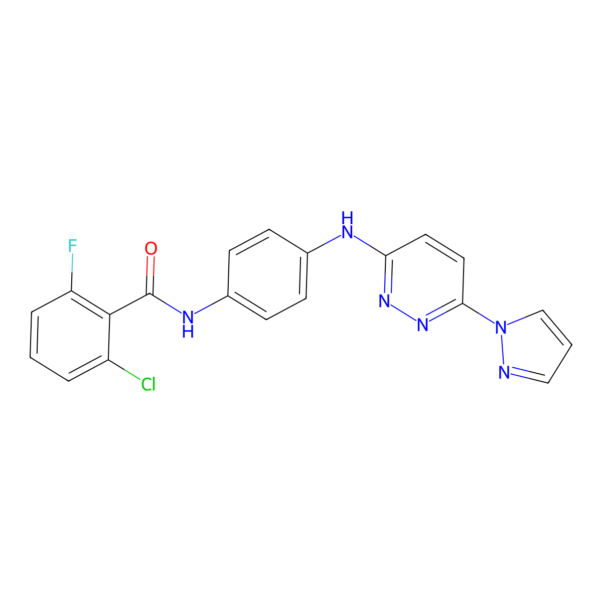 2-chloro-6-fluoro-N-(4-{[6-(1H-pyrazol-1-yl)pyridazin-3-yl]amino}phenyl)benzamide molecular structure, CAS 1019105-40-8
